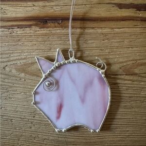 Handcrafted Pig Stained Glass Ornament